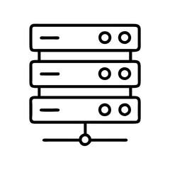 Server data storage network system database hosting computer mainframe technology icon line  character