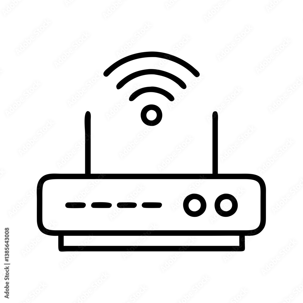 Poster wireless router vector icon for internet connection and wifi network access point technology design