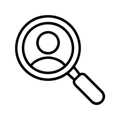 Find user search profile magnifying glass icon for job search recruitment and employee search 