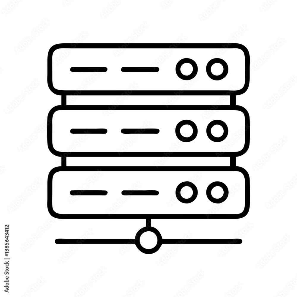 Aufkleber server data storage and hosting icon for network connection and database management system concept d