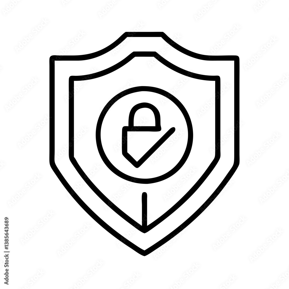 Poster security shield icon protection safety and privacy symbol for data and network cybersecurity concept