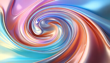 Fototapeta premium Abstract Liquid Swirl Forming Gentle Vortex with Colorful Metallic Shine