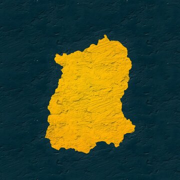 Sikkim yellow map on isolated greenish textured background. High quality coloured map of Sikkim, India.