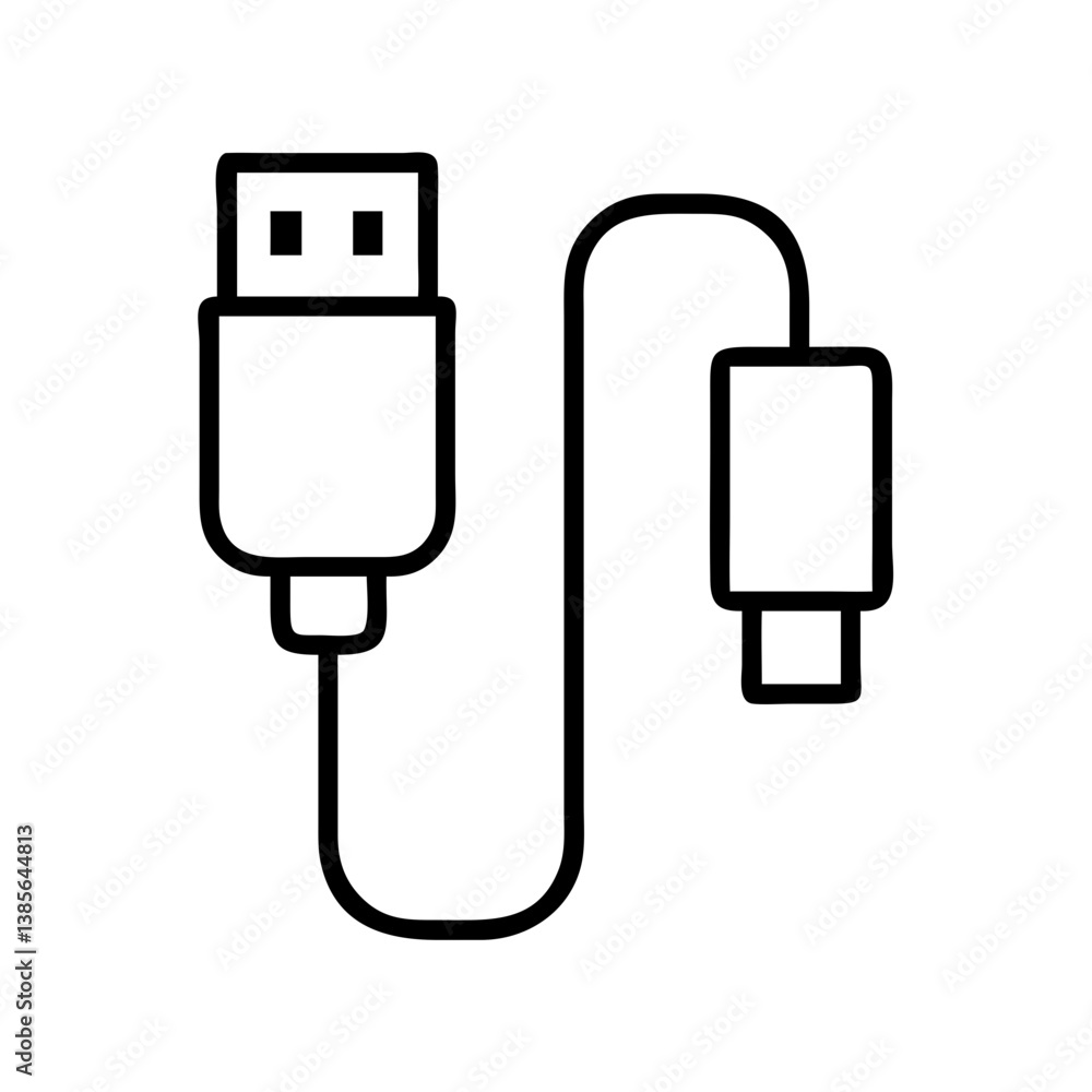 Poster usb cable connector type a and type c vector illustration for data transfer and device charging need