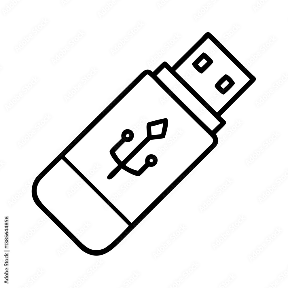 Fototapete usb flash drive vector icon for data storage portable memory stick and computer accessory outline de