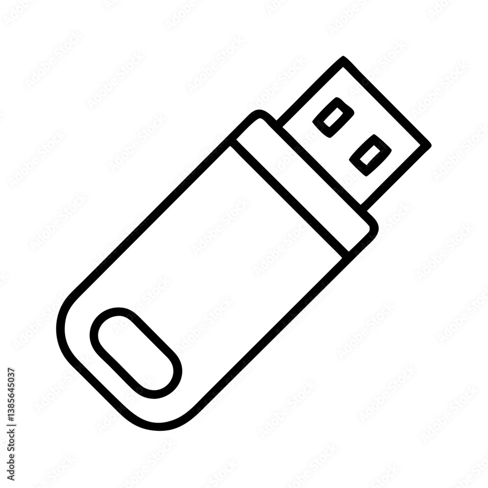 Poster outline usb flash drive vector icon illustration for data storage and file transfer technology desig