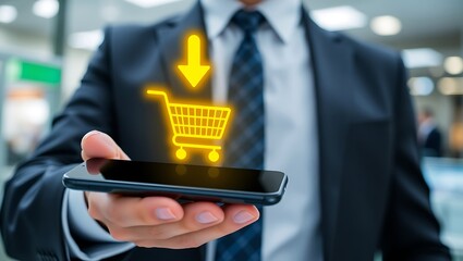 Fast Checkout with Mobile Shopping App, Digital Business Purchase with Smartphone, Mobile E-commerce and Online Shopping Concept