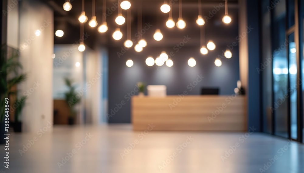 Poster abstract display of contemporary reception area with sleek lighting fixtures and geometric design el