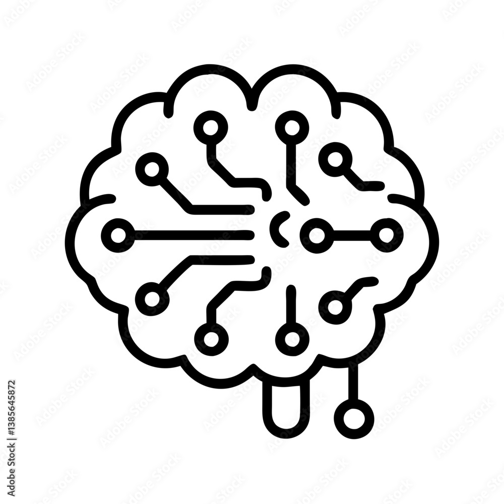 Poster Artificial intelligence brain technology concept ai neural network machine learning and deep learning icon