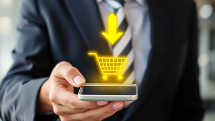 Fast Checkout with Mobile Shopping App, Digital Business Purchase with Smartphone, Mobile E-commerce and Online Shopping Concept