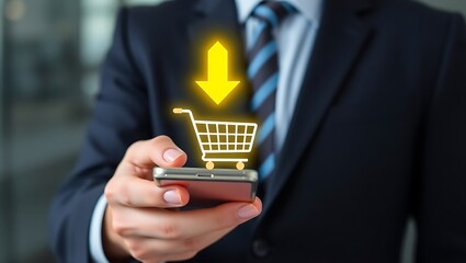 Fast Checkout with Mobile Shopping App, Digital Business Purchase with Smartphone, Mobile E-commerce and Online Shopping Concept