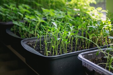 Seedlings on the windowsill. Gardening