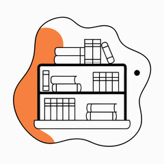 Elegant Line Drawing of Library Bookshelf Vector Design