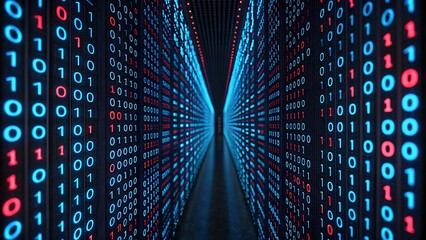 Binary code digital data stream technology abstract background