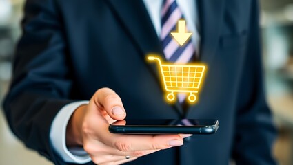 Fast Checkout with Mobile Shopping App, Digital Business Purchase with Smartphone, Mobile E-commerce and Online Shopping Concept