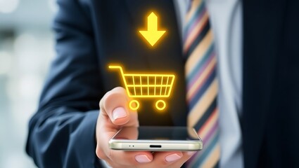 Fast Checkout with Mobile Shopping App, Digital Business Purchase with Smartphone, Mobile E-commerce and Online Shopping Concept