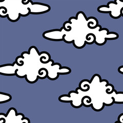 Simple cloud seamless pattern in blue background for design