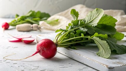 Fresh Radish on White Table Background in 4K Detail V2