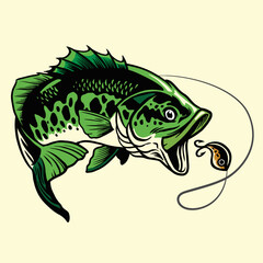 潮流插画户外露营钓鱼鱼饵海钓海洋服装图案设计