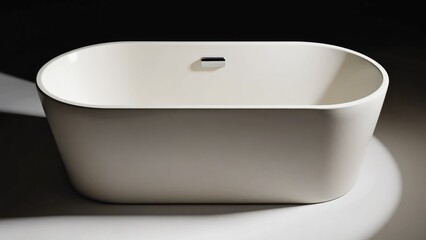 A white bathtub with a chrome faucet. The bathtub is large and has a modern design