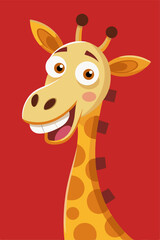 Obraz premium African guest in the nursery: funny giraffe with surprised look in vector style. 