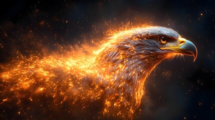 Fiery Eagle Profile Burning Feathers Majestic Bird of Prey Digital Art