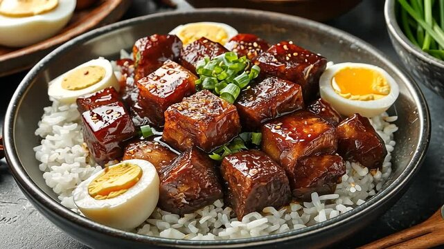 chinese braised pork belly with hard-boiled eggs video