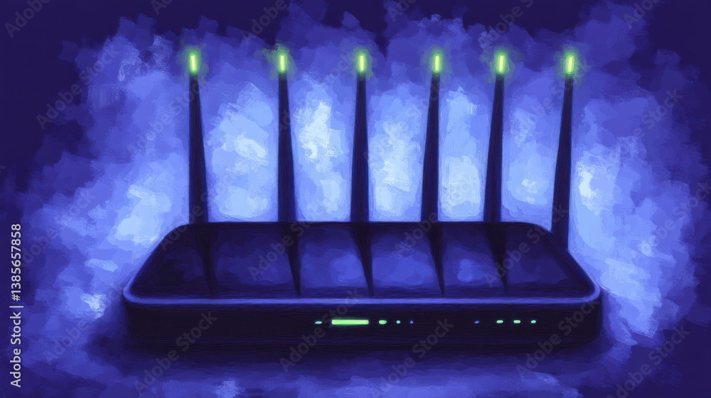 Aufkleber digital router with futuristic design and wifi signals