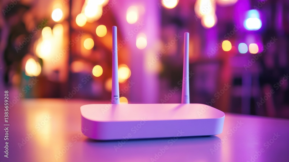 Aufkleber modern wifi router on a table with soft lighting