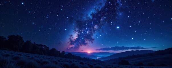 Fototapeta premium Sparkling starry night scene with constellations in the vast open sky, cosmos, constellation