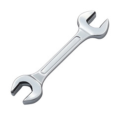 A highly detailed photorealistic double ended chrome wrench with a smooth