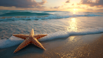 Fototapeta na wymiar Tranquil Starfish Moment 
