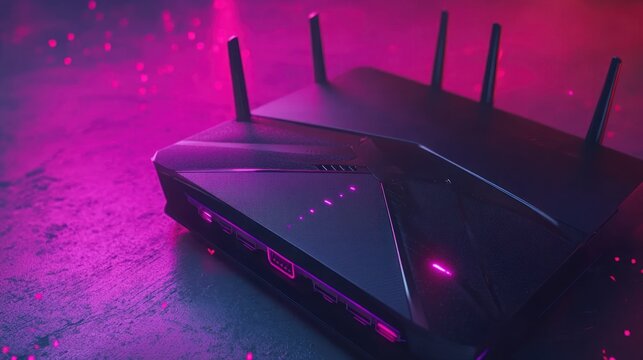Futuristic Wi-Fi Router in Neon Light