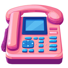 Pink Retro Digital Telephone Pixel Art Illustration