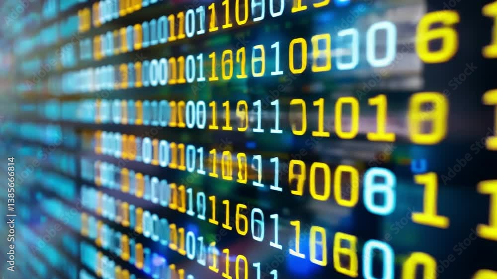 Poster vibrant digital binary code on screen stunning display of technology, data processing, and informati