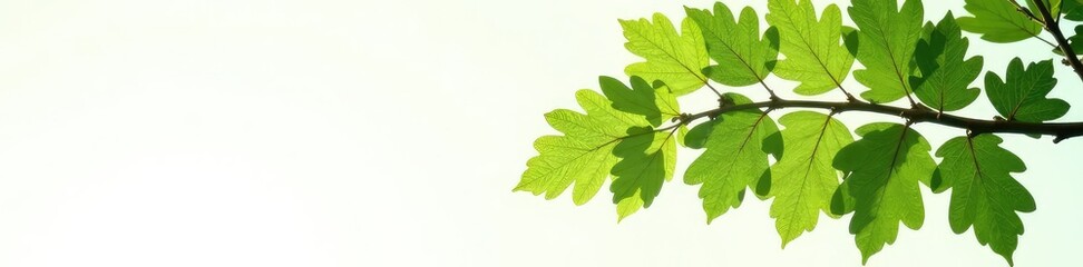 Majestic oak leaves against a clean white backdrop, oak, greenery, branch