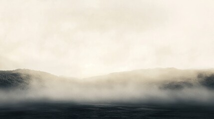 Obraz premium Misty Mountain Landscape: A Serene Dawn in the Hills
