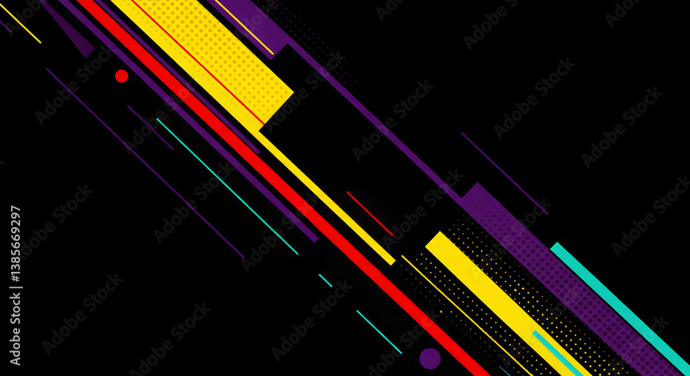 Aufkleber striking abstract background with diagonal lines geometric shapes and vibrant color palette on black