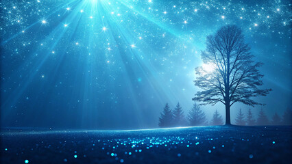 Blue prismatic light background that shines and sparkles, AI
