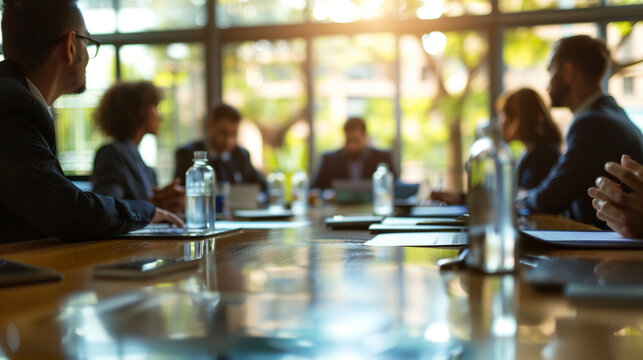 A business meeting discussing a merger between two companies. stock image, hd quality, natural look, blog post, finance