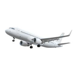 Obraz premium A white airplane is flying in the sky