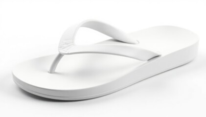 Single white flip-flop, isolated on pure white background , detail, thong, white background