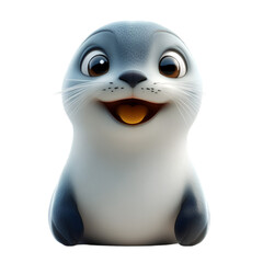 Sea Lion funny action 3d rendering icon on white background