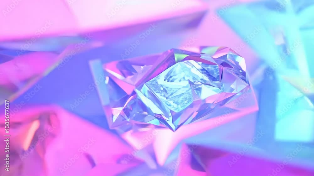 Aufkleber abstract holographic crystal shapes in motion on iridiscent violet background