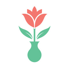 Elegant Tulip in Vase Simple Floral Illustration