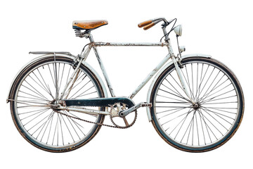 Vintage White Bicycle Classic Bike Old Bike Retro Bicycle, isolated on transparent background