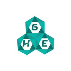 Obraz premium GHE creative minimalist letter logo. GHE unique vector initials alphabet letter logo design