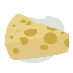 cheese illustration featuring a yellow cheese slice with round holes