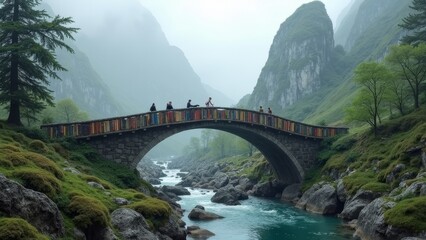 Fototapeta premium The Book Bridge between Mountains and Rivers
