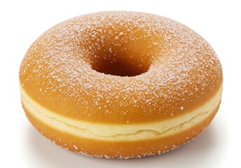 Donut sugar-coated powdered sugar golden isolated white background